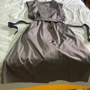 Vintage German Sleeveless blazer trench dress | blue grey colour size 44